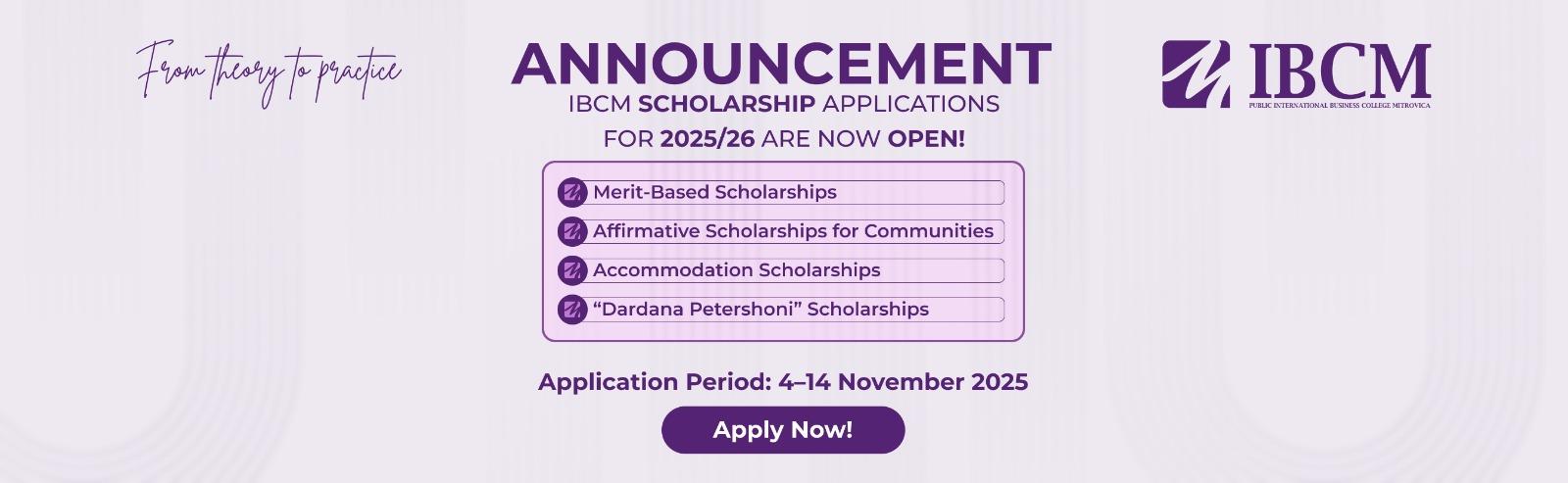 ANNOUNCEMENT: IBCM Opens Scholarship Applications for Academic Year 2025/26