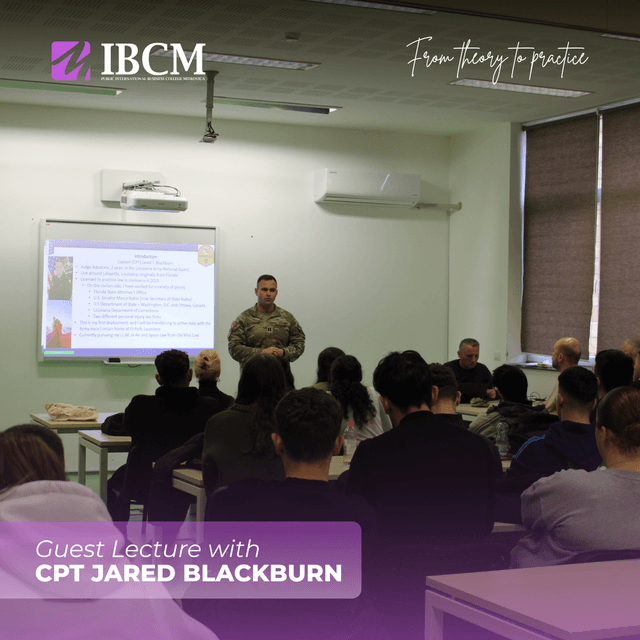 IBCM Hosts Guest Lecture by CPT Jared Blackburn